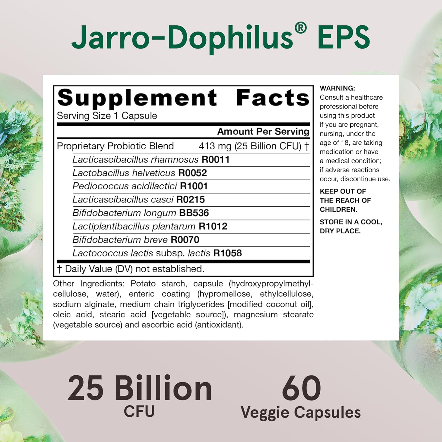 Jarrow Formulas Probiotics for Women and Men Digestive Health - Probiotic Nutritional Supplements, Gut Health, 25 Billion CFU, Jarro-Dophilus, 60 Capsules, 60 Day Supply