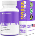 PURE Berberine Maximum Potency - Supports Blood Sugar Levels & Metabolism, 1000mg Per Serving - 2 Capsules - For Adults Seeking Natural Glucose Support - Non-GMO, Vegan - 1 Pack
