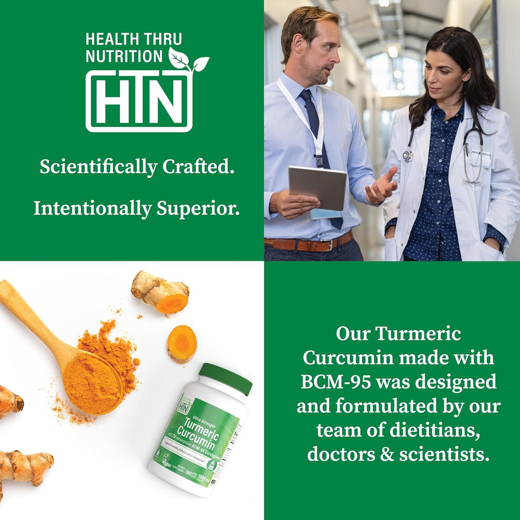 Health Thru Nutrition Turmeric Curcumin Complex 500mg | as BCM-95 Curcugreen Clinically Studied | Vegan Certified | (Non-GMO and Hypoallergenic (Pack of 30)