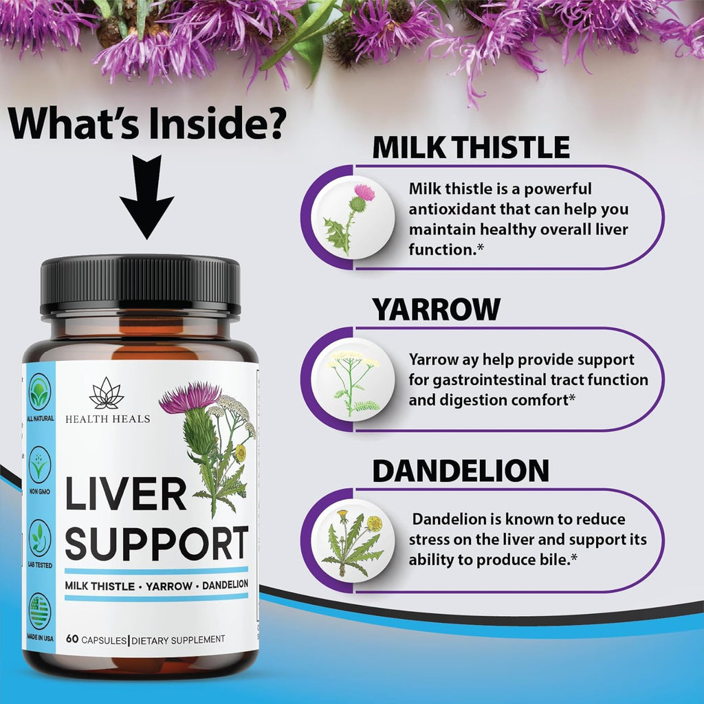 Liver Cleanse & Repair Formula - Herbal Liver Support Supplement with Milk Thistle Dandelion Root Turmeric, Artichoke Extract for Liver Health - 120 Count