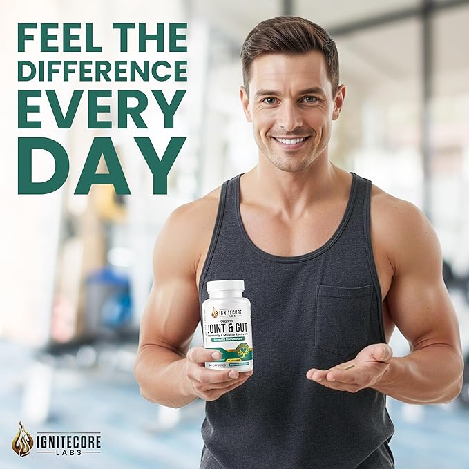 Organic Joint & Gut Harmony – Turmeric, Ginger, Collagen, Magnesium & Probiotics Blend – Plant-Based Daily Supplement – 90 Vegetable Capsules Made for General Well-Being and Everyday Support