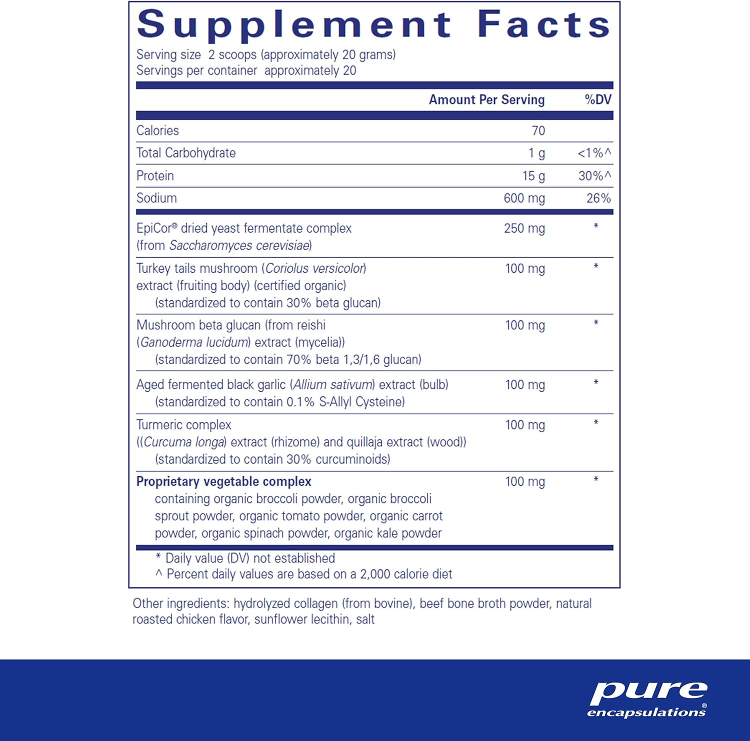 Pure Encapsulations PureDefense Collagen w/Bone Broth | Savory Bone Broth and Hydrolyzed Collagen Powder with Mushroom, Aged Garlic, and Enhanced Bioavailability Curcumin Extracts | 14.1 Ounces