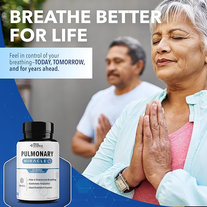 Pulmonary Miracle COPD Relief and Lung Detox Capsules to Clear Lungs & Aid Breathing - Lung Support Supplement with Vinitrox & GABA for Long-Term Cough & Respiratory Relief, 60 Caps (Pack of 3)