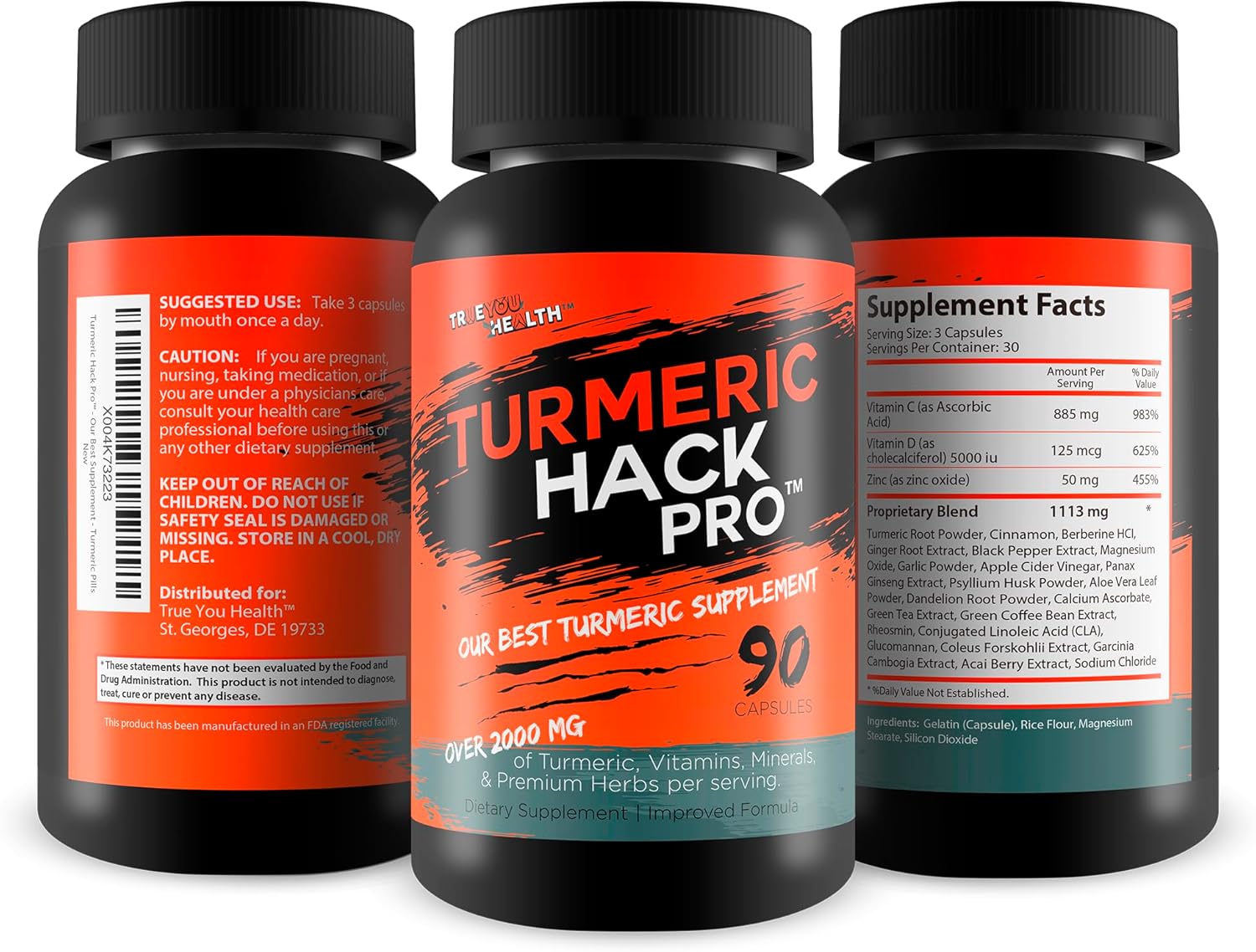 Turmeric Hack Pro - Our Best Super High Absorption Turmeric Curcumin With Black Pepper, Cinnamon, Ginger, Berberine & More! Extra Strength Turmeric And Cinnamon Hack Turmeric Trick Turmeric Supplement