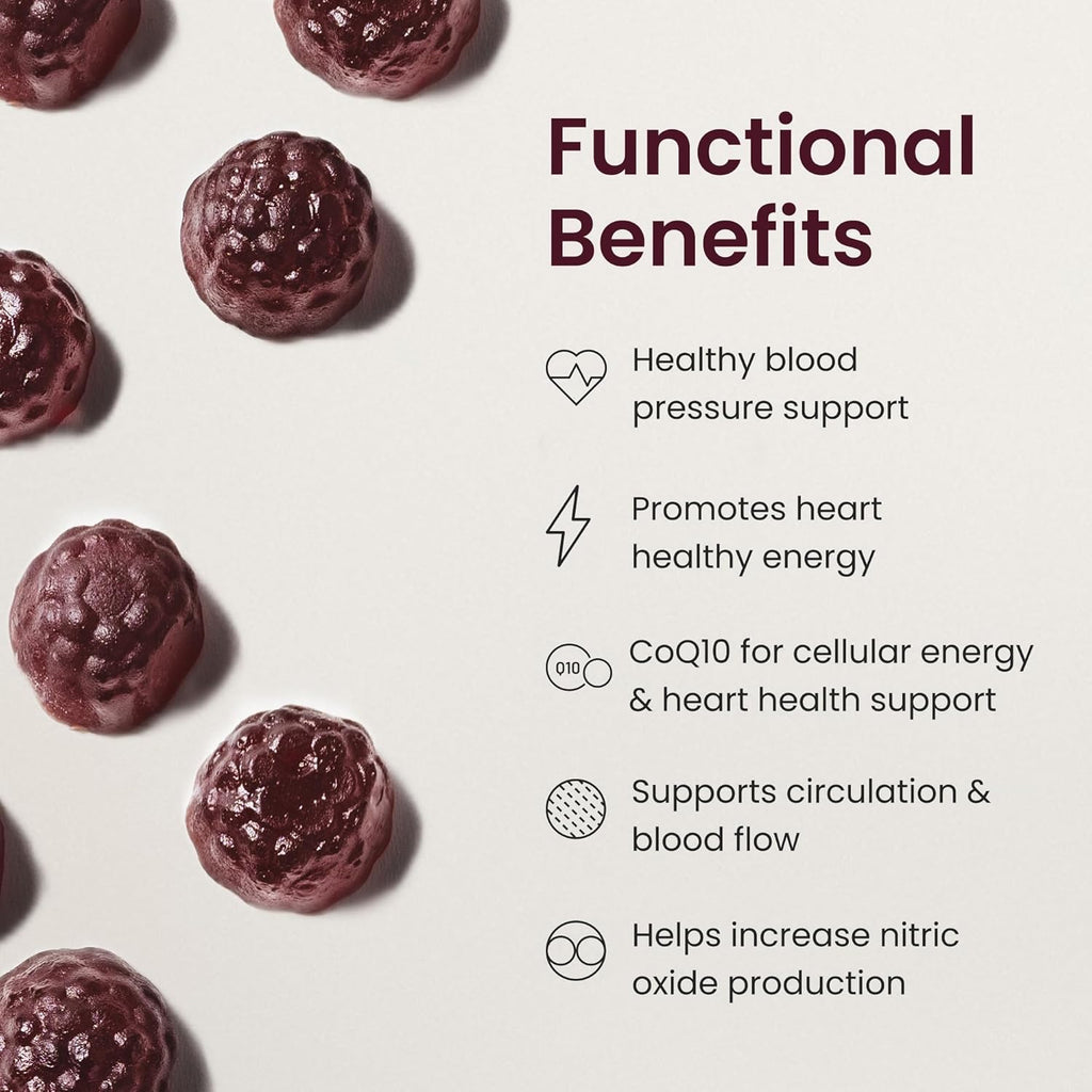 Humann SuperBeets Heart Gummies Advanced - CoQ10 150 mg Plus Beet Root Powder & Grape Seed Extract, 120 Count