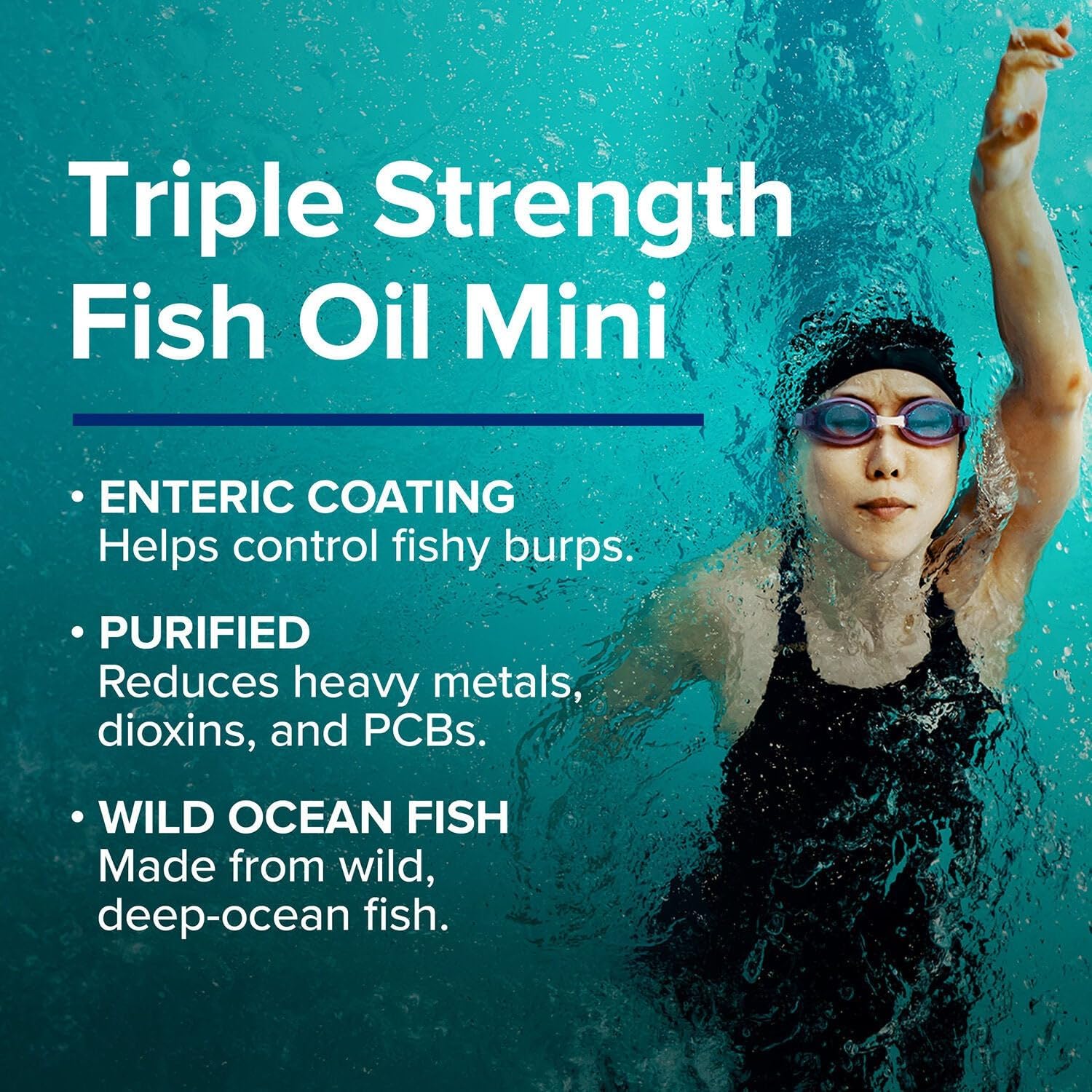 GNC Triple Strength Fish Oil Mini Omega 3 Supplement, 1000mg EPA and DHA, Supports Heart, Brain, Skin, Eye and Joint Health, 240 Mini Softgels
