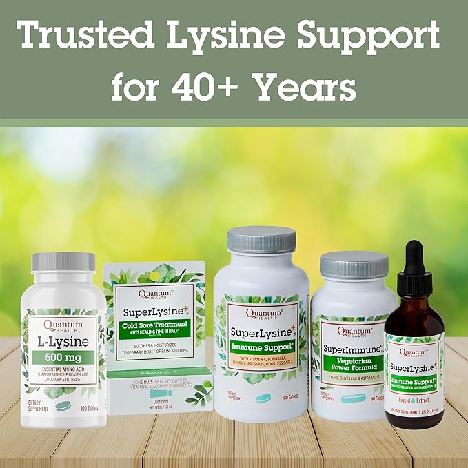 Quantum Health L-Lysine 500mg Essential Amino Acid Supplement - Supports Collagen & Protein Synthesis, Bone Health, Muscle Recovery and Immune Health - Vegan Friendly - 100 Tablets