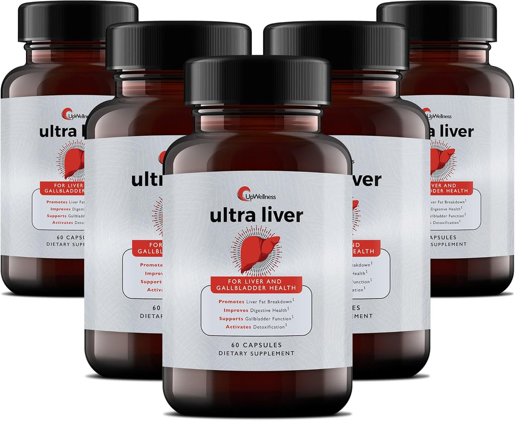 Ultra Liver Supplement for Liver Support and Gallbladder Support - Powered by TMG, NAC Milk Thistle, and More - Liver Cleanse Detox & Repair - 60 Capsules - 5 Pack