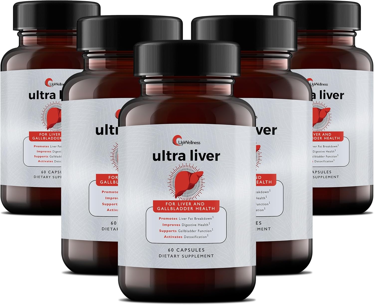 Ultra Liver Supplement for Liver Support and Gallbladder Support - Powered by TMG, NAC Milk Thistle, and More - Liver Cleanse Detox & Repair - 60 Capsules - 5 Pack