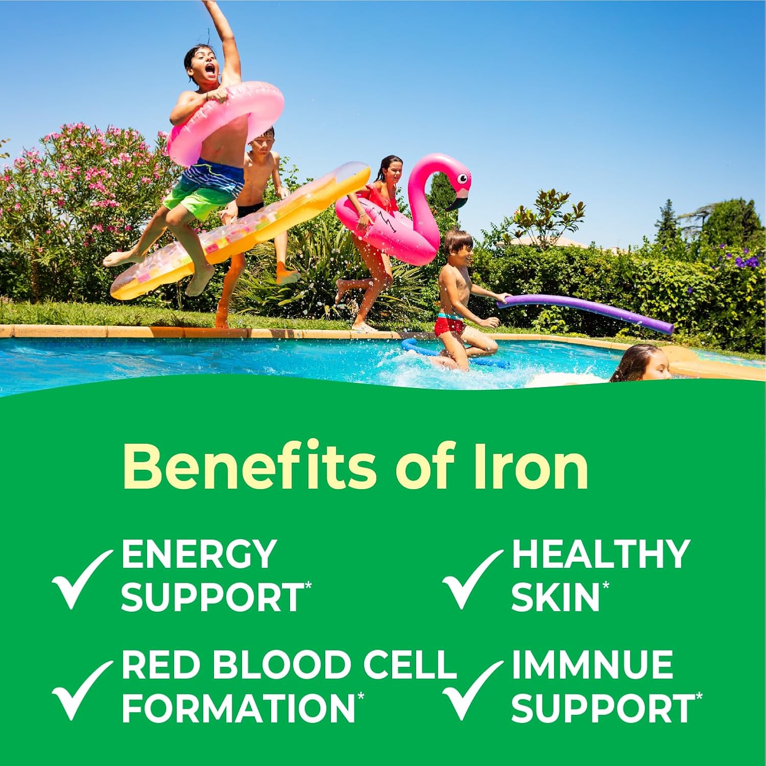 Kids Iron 10mg with Vitamin C 50mg Chewable Tablets - Tasty Natural Flavored - Vegan, Vegetarian, GMO-Free, Nut Free - Dietary Iron Supplement - Blood Formation for Children - 120 Chewables