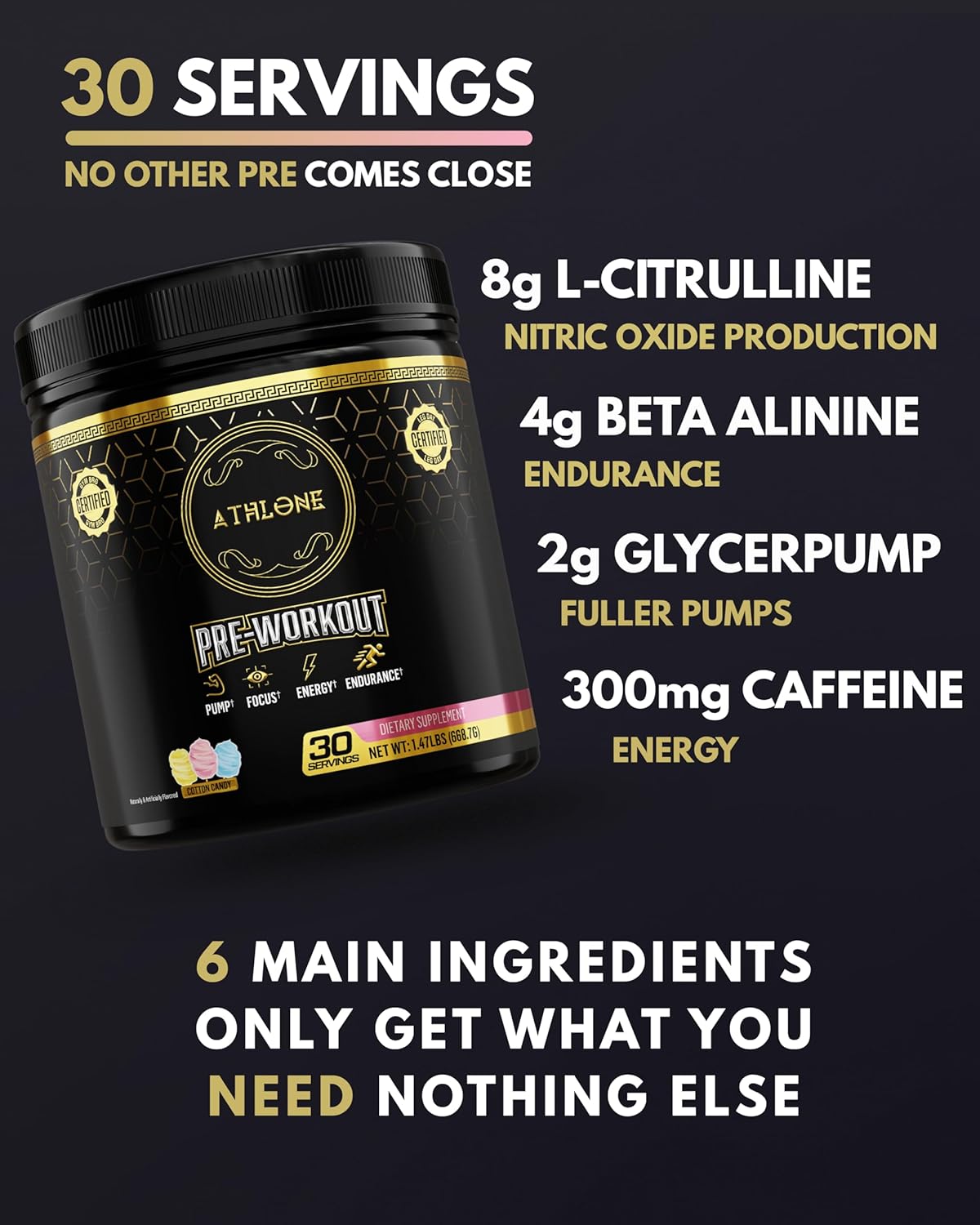 Pre Workout Powder Blue Raspberry Performance Blend- Energy with Caffeine, L-Citrulline, Beta Alaline, Himalayan Pink Salt - No Artificial Dyes (30 Servings)