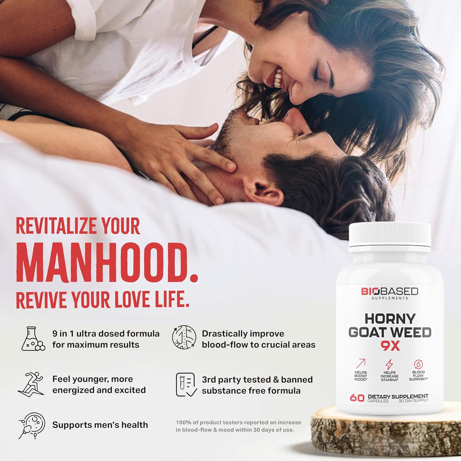 Horny Goat Weed + 9 Ingredients - Pills for Men with Fast Acting Blood for Performance | Build Muscle, Assist Energy | 9 Strategic Backed Ingredients | 3rd Party Tested Supplement - 60 Pills