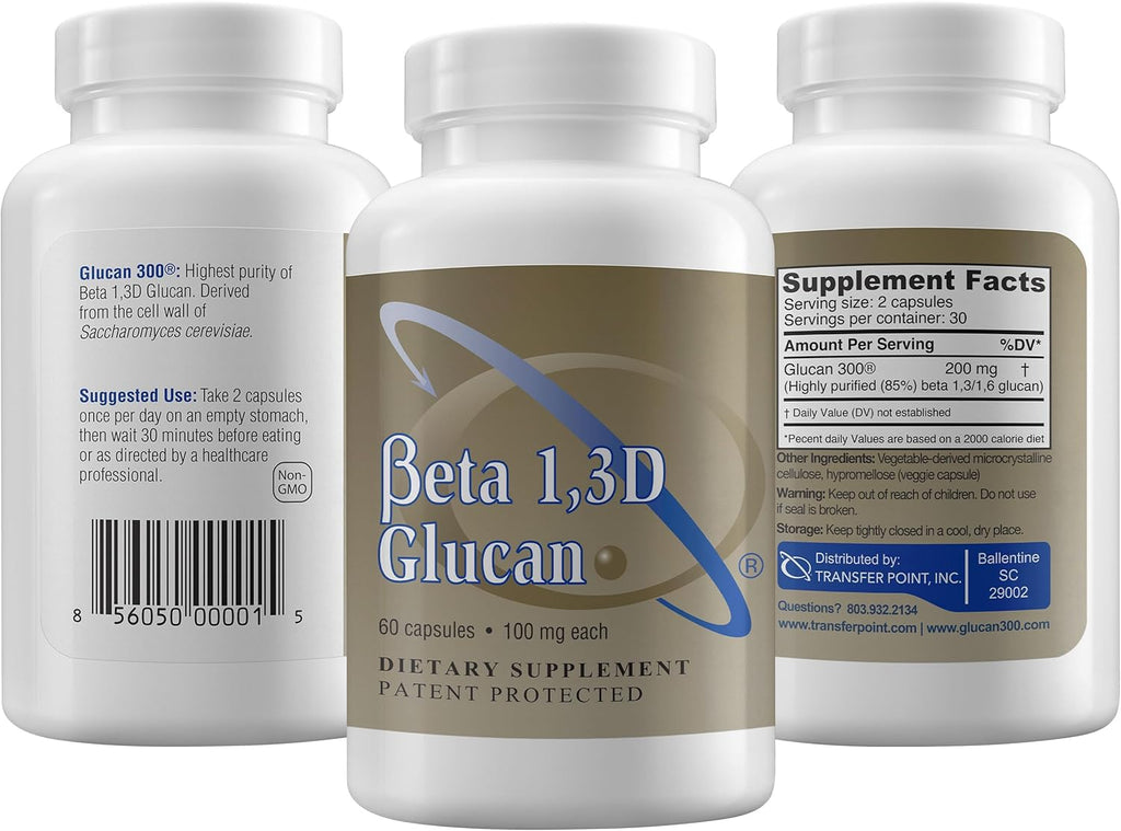 Immune Support Supplement Highly Purified Beta Glucan 100 mg per Capsule (beta-glucan Fiber) (Pack of 1)