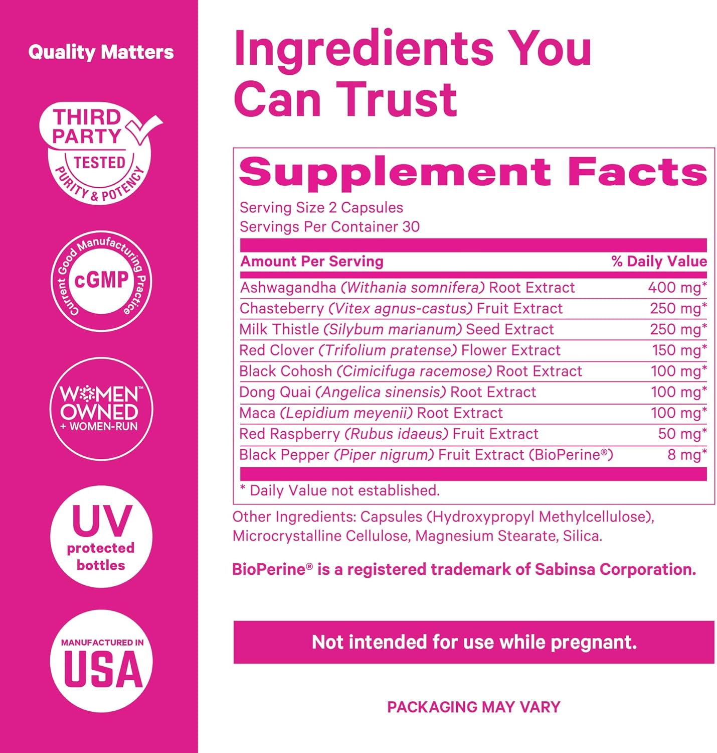 Pink Stork Menopause Support for Women - Hot Flash, Mood, Sleep, Weight, Cortisol & Hormonal Balance - Vegan, Estrogen-Free Perimenopause Relief - Ashwagandha, Maca - 60 Capsules