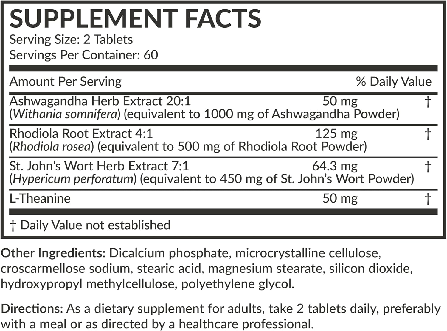 Futurebiotics Chill Pill + Ashwagandha, Rhodiola, St. John’s Wort, & L-Theanine - Non-GMO, 120 Vegetarian Tablets