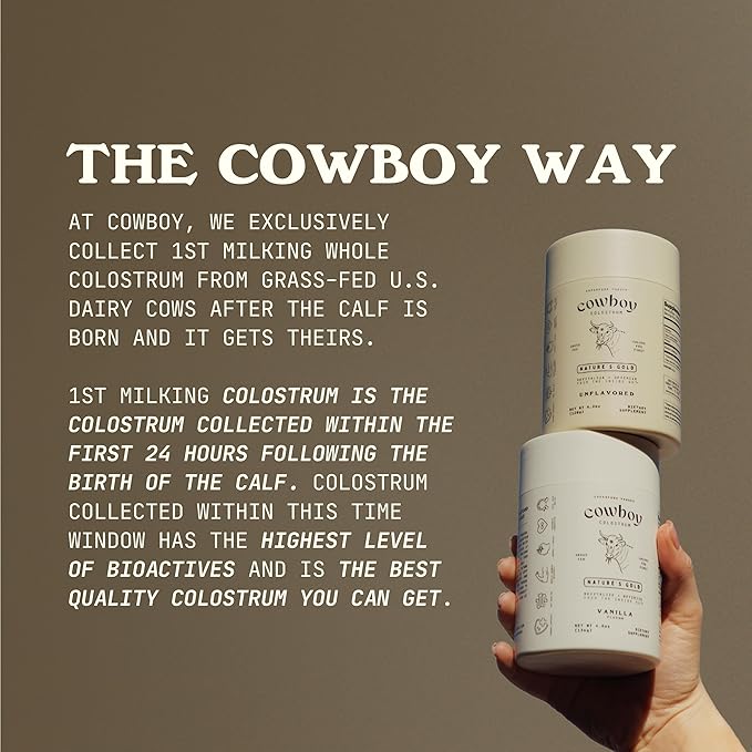 COWBOY COLOSTRUM Powder - Bovine Colostrum Powder for Women & Men - First Day Milking Whole Colostrum - Grass Fed Colostrum Supplement for Gut Health, Immunity, Skin & Hair (Chocolate, 40 Servings)