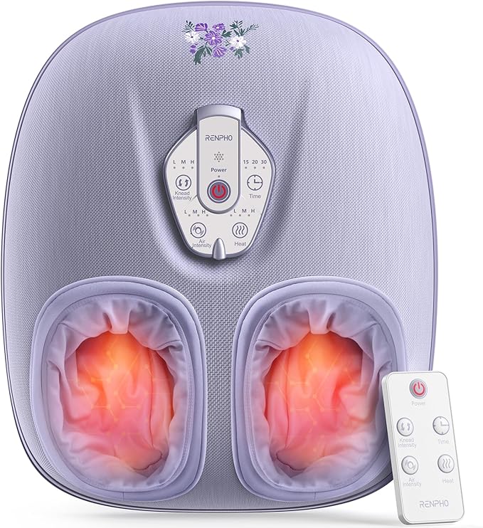 RENPHO Foot Massager Machine with Heat [2026 Upgraded], Shiatsu Foot Massager for Plantar Fasciitis, Valentines Day Gifts for Her Him, Cordless Control, Best Gifts for Women/Mom/Wife, Purple