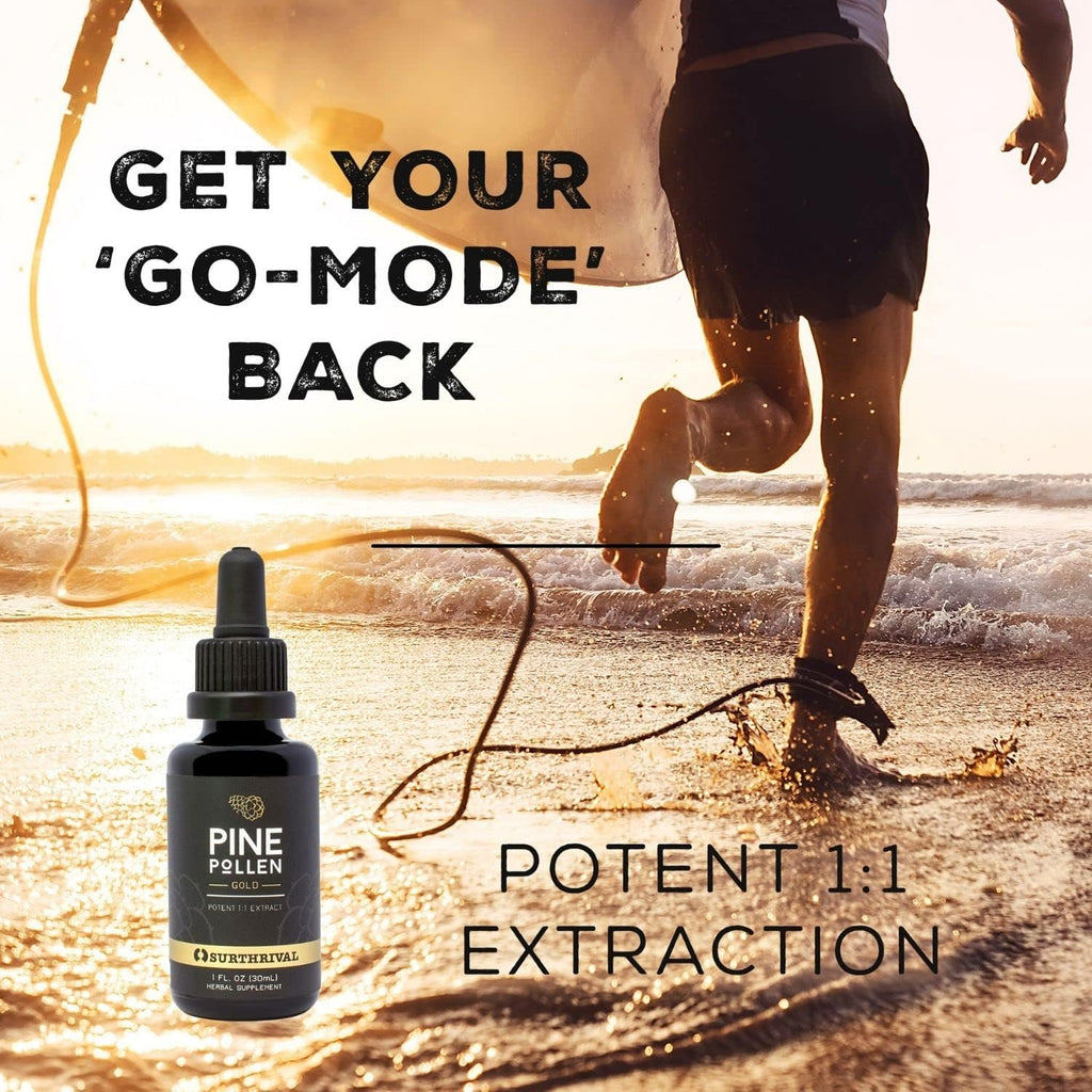 Surthrival: Pine Pollen Gold Extract (1 fl oz), Wild Harvested, Energy Restoration