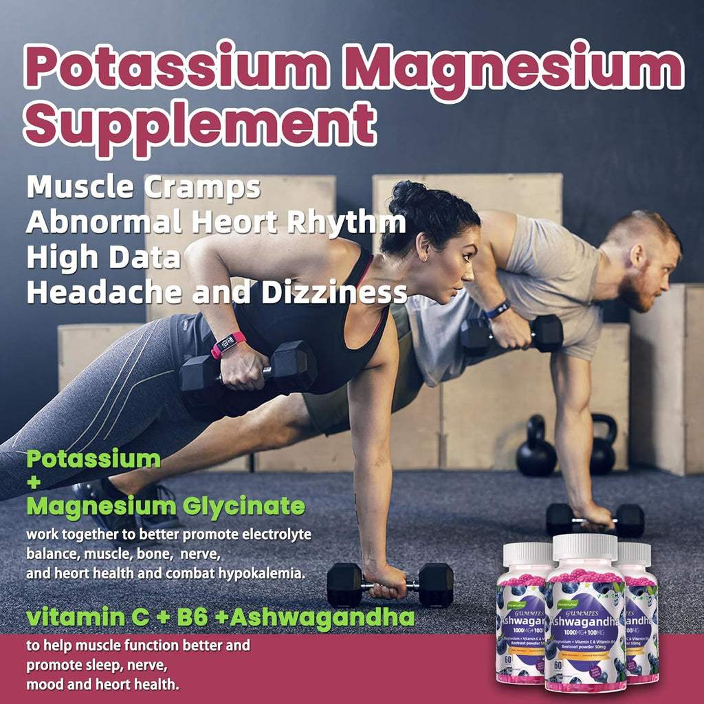 2 Pack Ashwagandha Gummies 1000mg & Vitamin D3 Gummies 120 Count Organic Root Extract Stress Relief Sleep Support(Non-GMO, Sugar Free & Gluten Free)