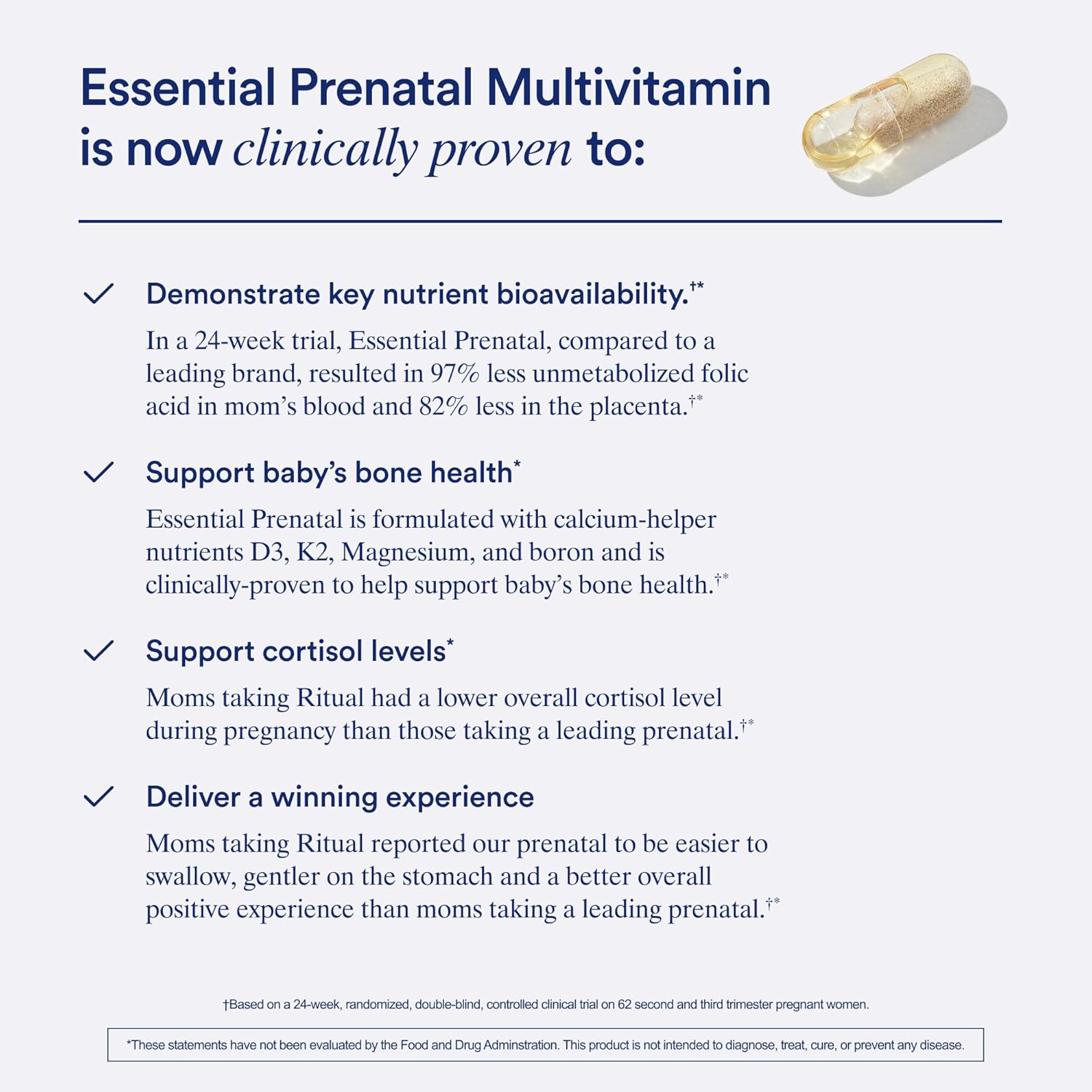Ritual Essential for Women Prenatal Multivitamin: Folate & Choline for Neural Tube Support, Omega-3 DHA for Fetal Brain Development, Iron, Calcium-Helper D3 & K2, Non-GMO, Vegan, Mint, 30 Days