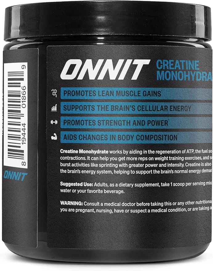 ONNIT Creatine Monohydrate Powder – Unflavored, 90-Serving Value Size – Supports Strength, Lean Muscle, and Brain Energy† – Keto Friendly, No Fillers, 90 Servings, 5.29 oz