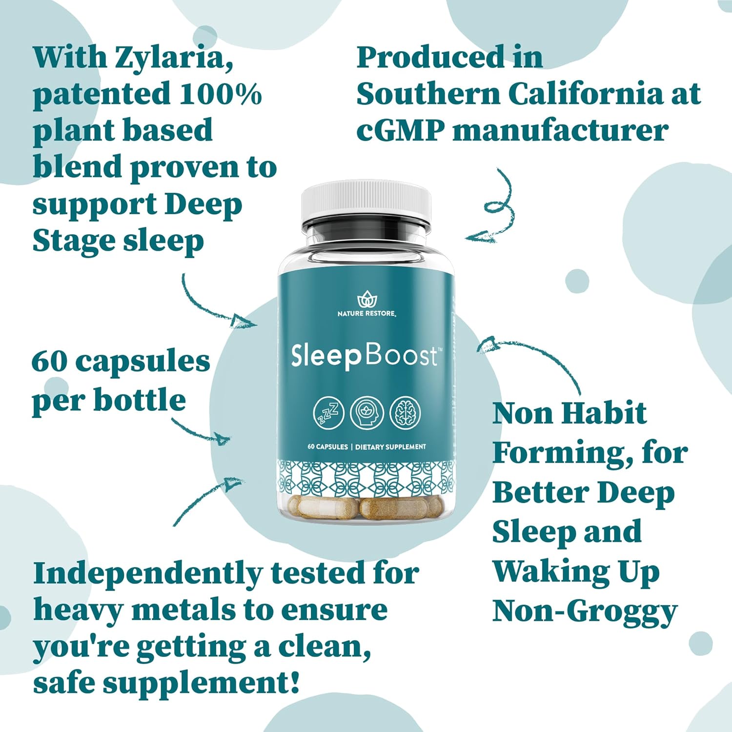 SleepBoost™, formulated with Zylaria™. May Support a Sense of Calm Through Natural Neuro Pathways