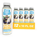 Blue Stripes Cacao Water - Cold Pressed Superfruit Hydration with Electrolytes & Antioxidants, No Sugar Added, All Natural, Great for Protein Shakes & Smoothies - Just Cacao, 12 Pack