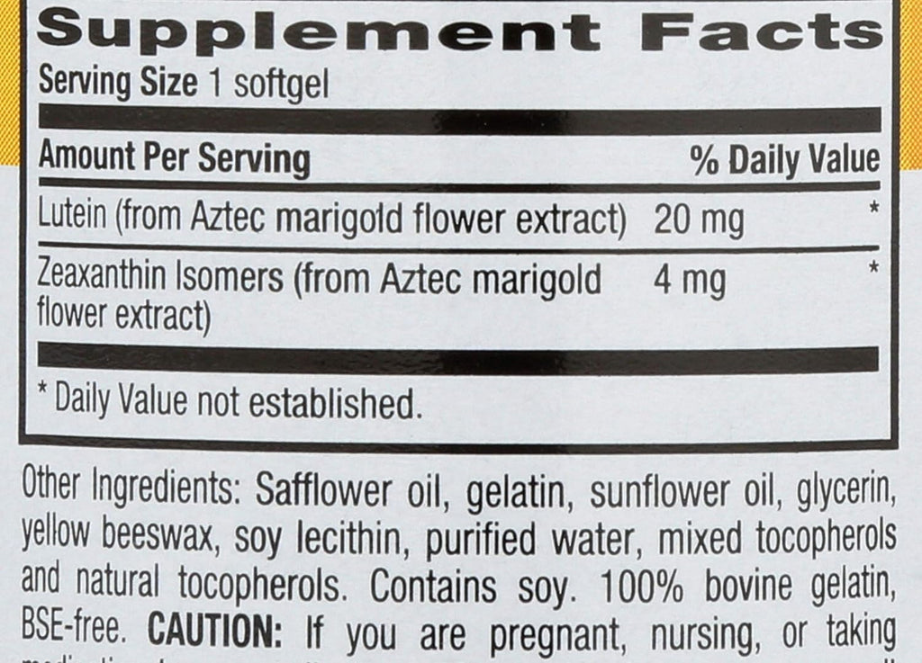 Country Life Lutein 20 mg Supplement - Certified Gluten-Free - Eye Health Support with Lutein and Zeaxanthin - Reduces Eye Strain from Screens - No Yeast, Corn, Wheat, Milk - 60 Softgels