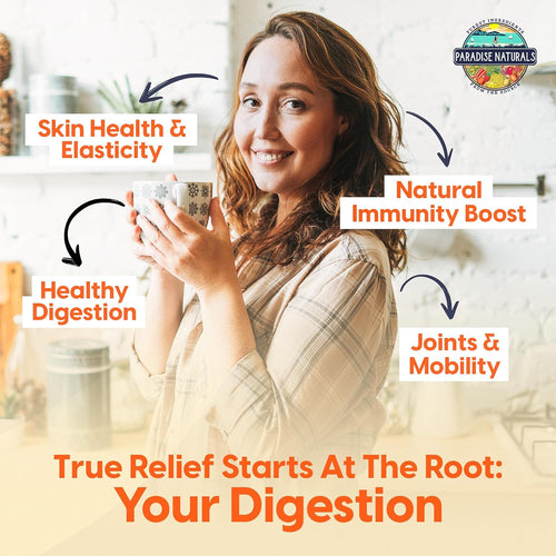 100% Grass-Fed Natural Beef Bone Broth Powder + Active Probiotics, Collagen, 15g Protein, Non-GMO, Low Sodium, Gut Health, Paleo, Keto, Gluten-Free, for Healthy Skin, Hair, Joints