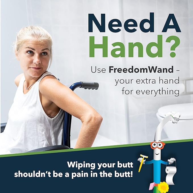 FreedomWand Multipurpose Toilet Aids - Wiping Aid Toileting for Women & Men, Butt Wiper Tool, Toilet Assist Device and Paper Extender, Ideal for Elderly, Disabled and Post Surgery Use - 14.5" Inch