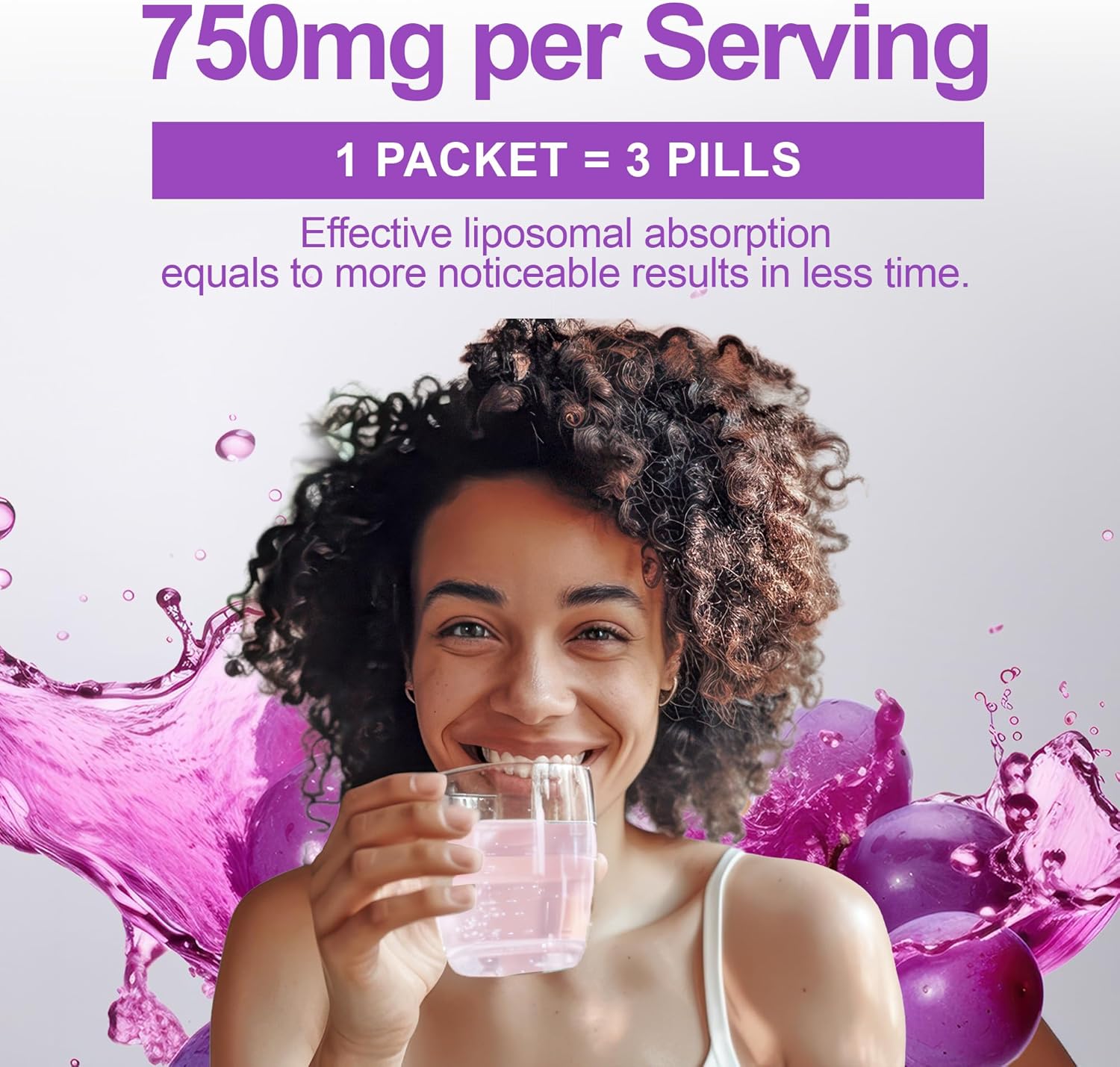 Aurora Nutrascience Nano-Liposomal Glutathione, Grape Powdered Drink Mix Immune & Antioxidant Gut Health Support Supplement, 750 mg per Serving, Non-GMO, Sugar-Free, 10 Single Serve Packets