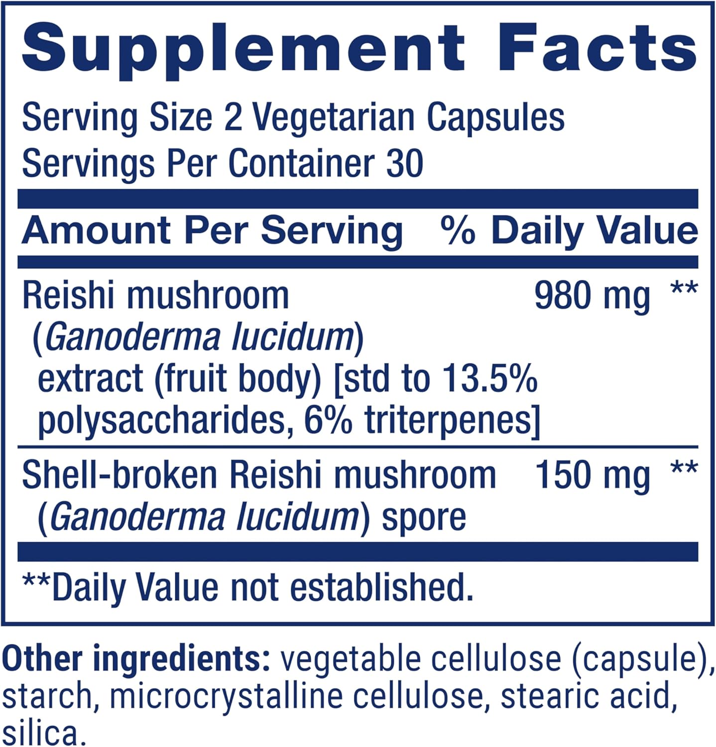 Life Extension Reishi Extract Mushroom Complex - Mushrooms Herbal Supplement for Immune Support – Ganoderma Lucidum Extract - Gluten-Free, Non-GMO, Vegetarian – 60 Capsules