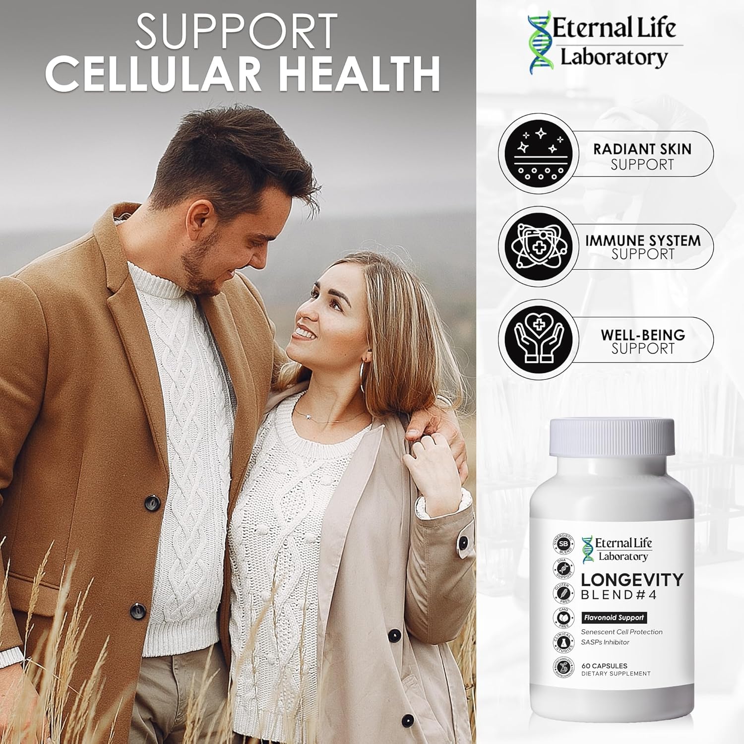 Quercitin, Rhodiola Rosea, Luteolin and Rutin Longevity Blend #4 Anti-Aging Supplement for Cellular Defense with Immunity and Energy Support, Antioxidants