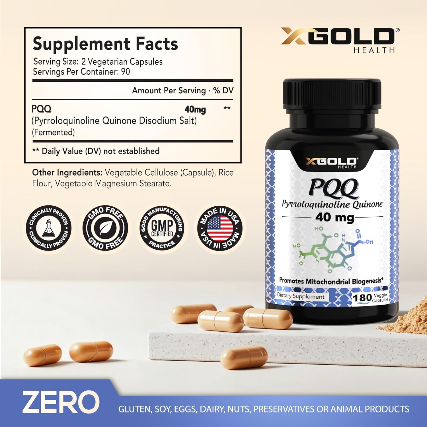 Fermented PQQ (99.7%+ Pure) – Mitochondrial Support, Energy Boost, Heart & Brain Health, Better Sleep – Non-GMO Supplement