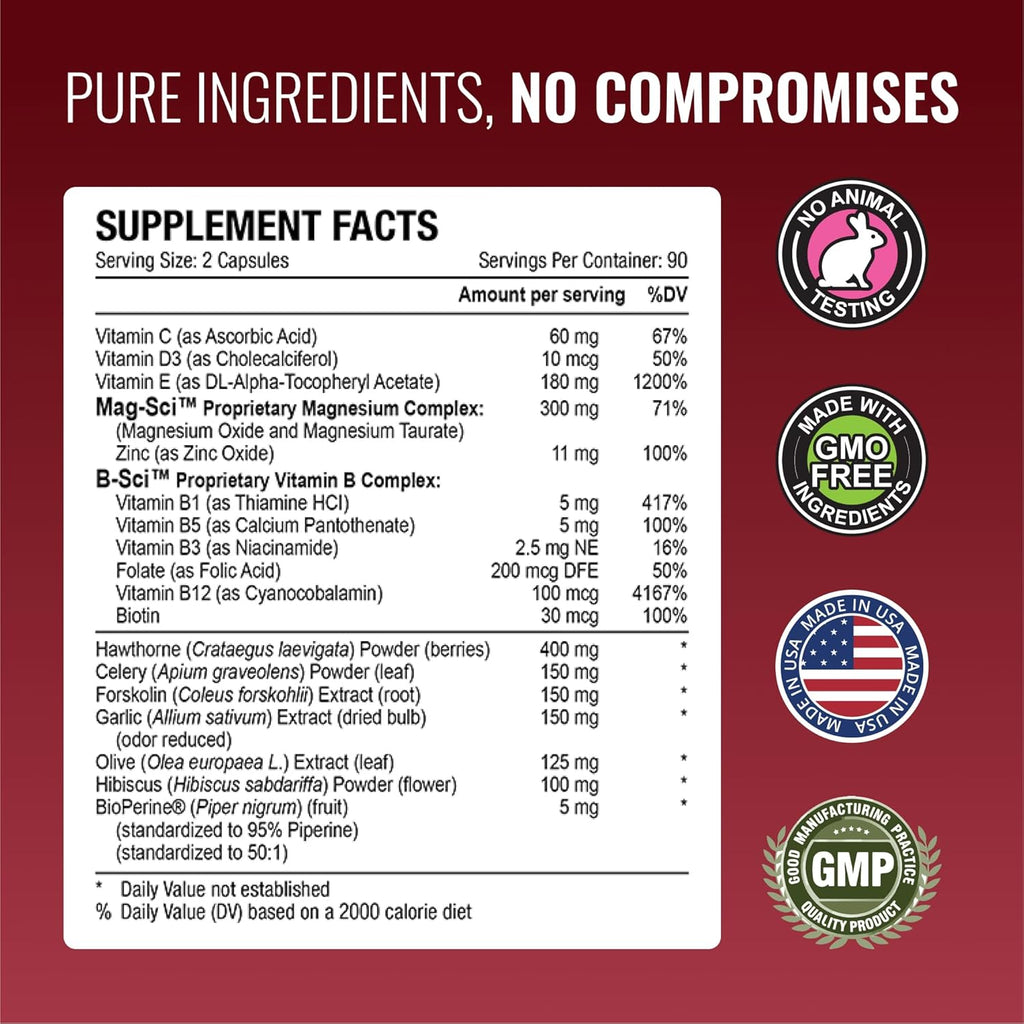 Approved Science Bloodsyl - Supports Blood Flow - Hawthorn Berry, Magnesium, BioPerine - Vegan - 180 Capsules - Pack of 1