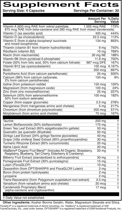 ScienceBased Health OcularProtect – Daily Multivitamin with Advanced Eye Health Support – 40+ Key Nutrients with Lutein, Zeaxanthin, Turmeric & Quercetin – Immune & Antioxidant Support