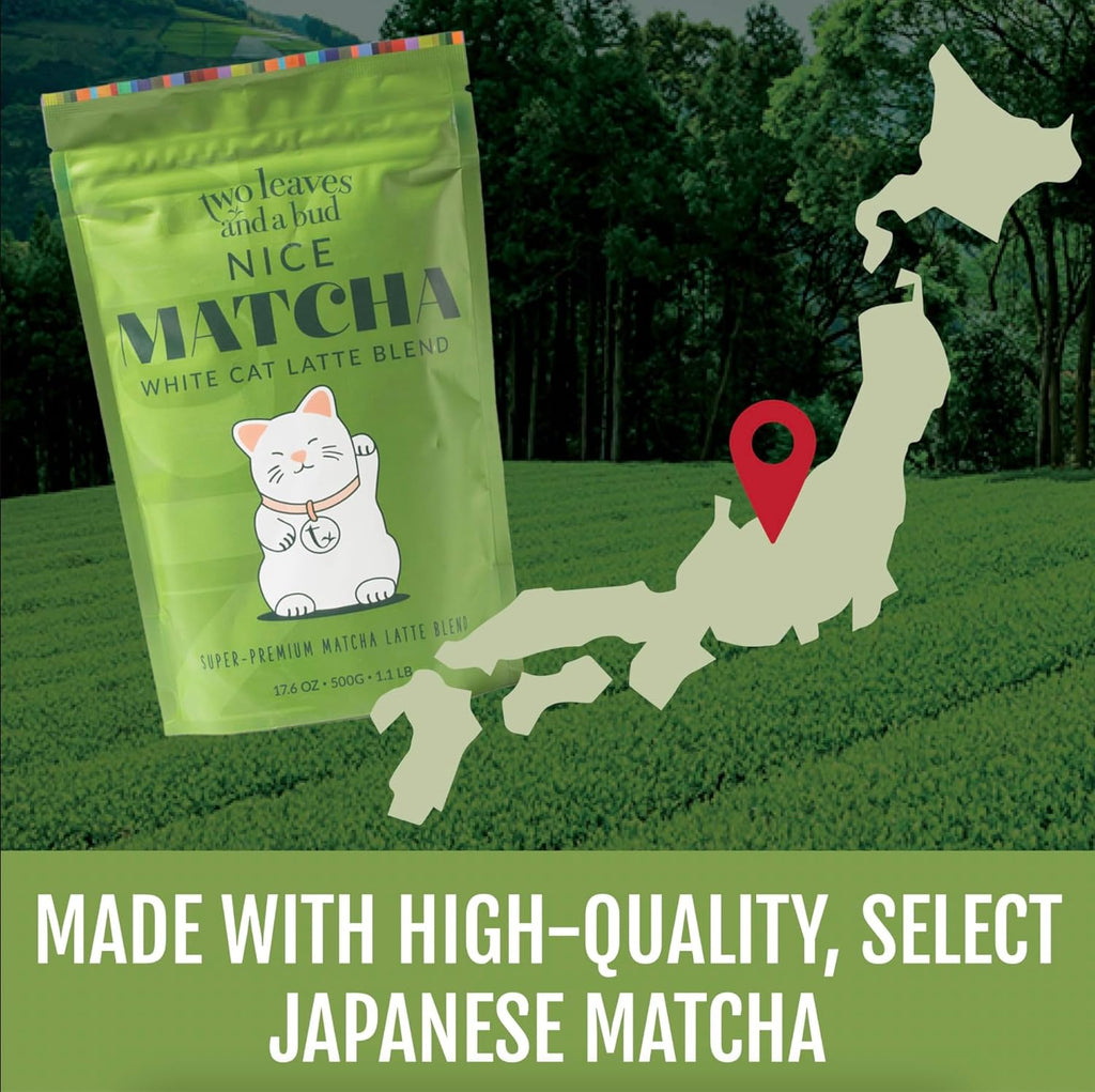 Two Leaves and a Bud Nice Matcha Latte Blend (8 Servings), Japanese Matcha Green Tea Powder, 1 Resealable Bag, 112g (3.95oz)