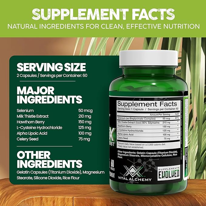 Vital Alchemy ProteX On Cycle Assist - Liver Cleanse, Detox & Repair Formula - Liver Support Supplement with Milk Thistle, Alpha-lipoic Acid,L-Cysteine hcl, and Others for Men 60 Servings -USA Made