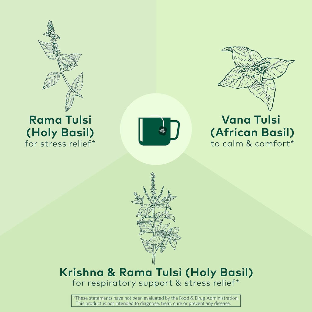 Organic India Tulsi Original Herbal Tea - Holy Basil, Stress Relieving & Energizing, Immune Support, Adaptogen, Vegan, USDA Certified Organic, Non-GMO, Caffeine-Free - 18 Infusion Bags, 1 Pack