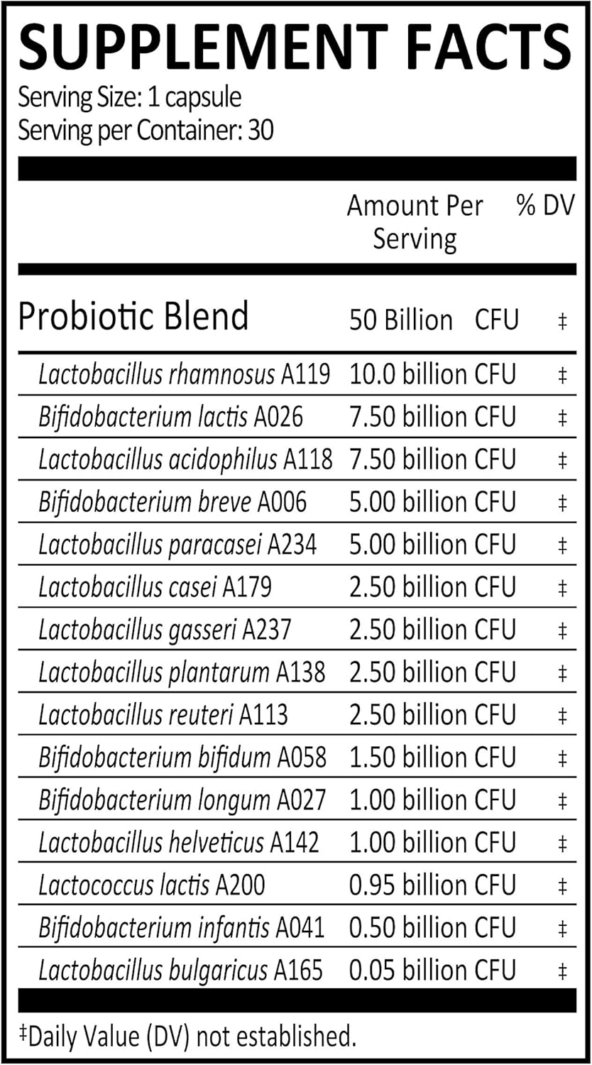 Genuine Health Probiotics, 50 Billion CFU, Daily Care, 15 Diverse Strains, Soy Free, Gluten Free, Vegan Delayed-Release Capsules for Advanced Gut Health, 30 Count