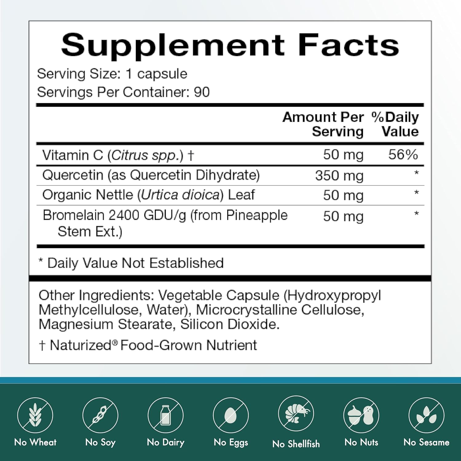 Natura Health Products Quercetin Plus Supplement - Modulates Healthy Immune and histamine Response - Featuring Bromelain, Vitamin C, Nettle Leaf & Quercetin (90 Capsules)