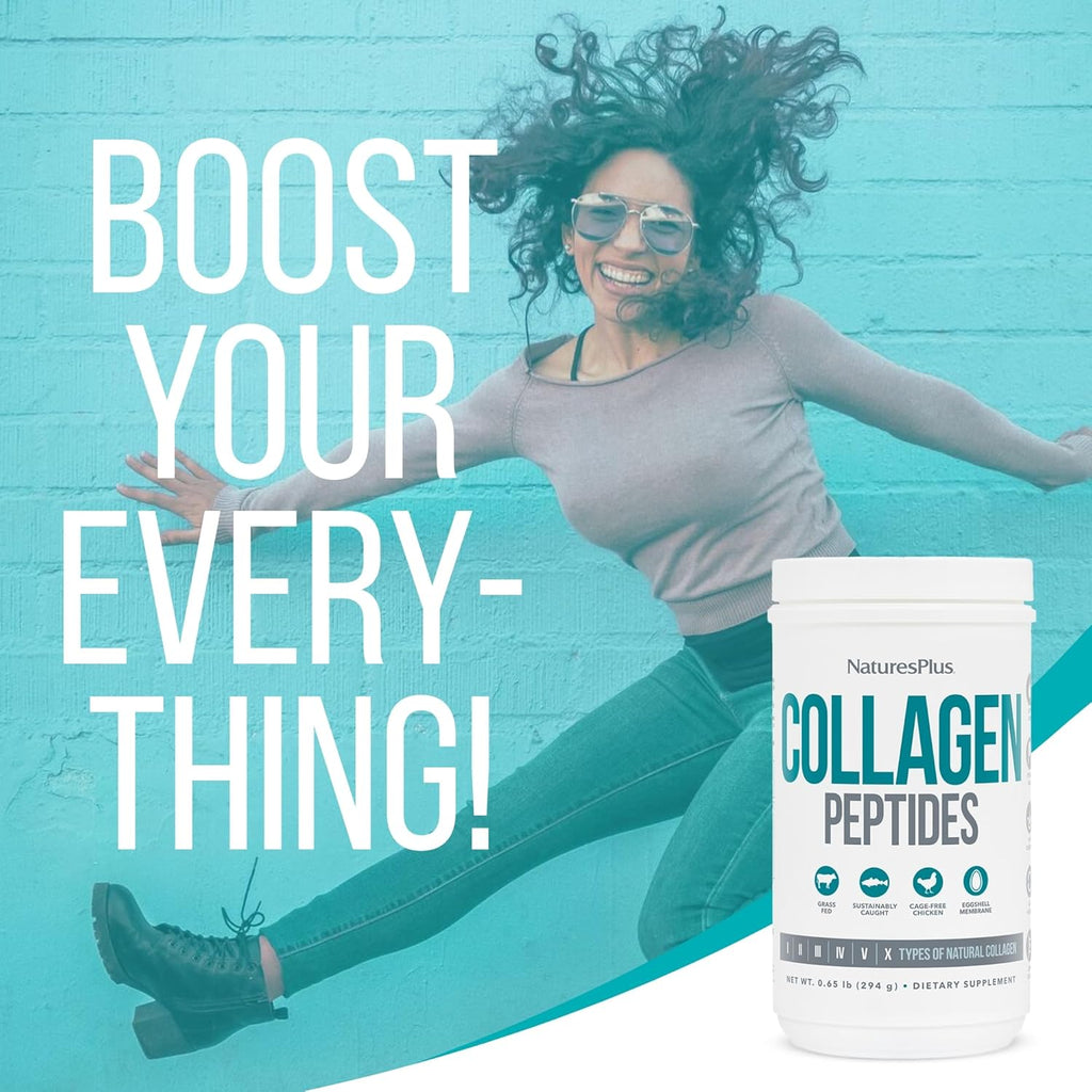 Natures Plus Collagen Peptides - 0.65 lbs Powder, Pack of 2 - Hair, Skin, Nail & Joint Health, Immune System Support - Non-GMO, Gluten Free - Up to 56 Total Servings