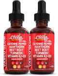 Clean Nutra Cayenne Pepper Drops Supplement Liquid + Hawthorn Berry, Vitamin D3 K2 Beet Root Powder, Ceylon Cinnamon, Turmeric Curcumin, Organic Panax Ginseng, Berberine Extract Organic (2)