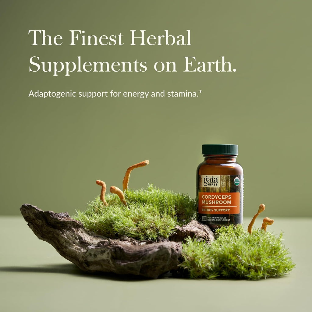 Gaia Herbs Cordyceps Mushroom - Energy Support Supplement for Sustaining Energy, Endurance, and Stamina - with Organic Cordyceps Mushroom - 40 Vegan Liquid Phyto-Capsules (40-Day Supply)