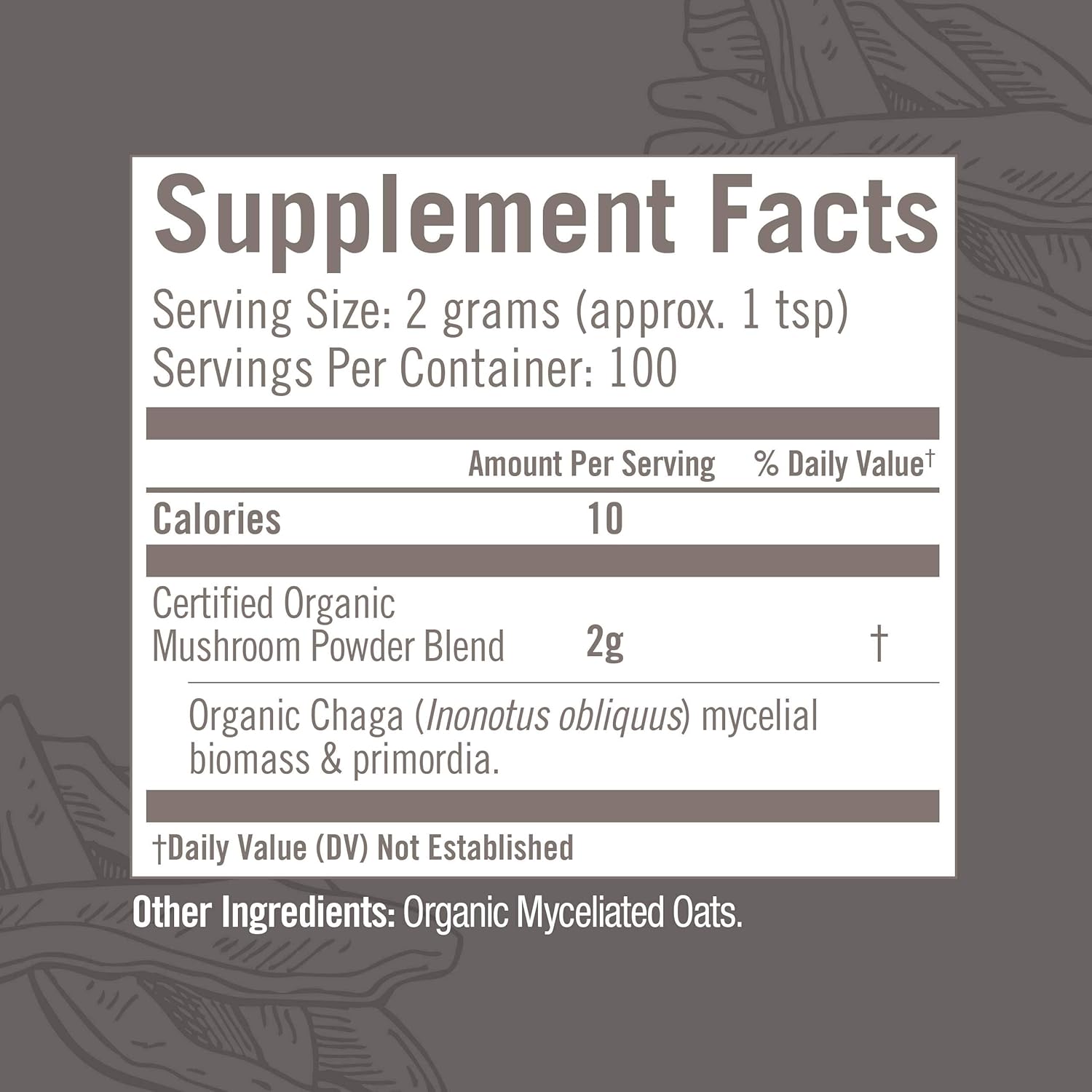 OM MUSHROOM SUPERFOOD Chaga Organic Mushroom Powder, 7.05 Ounce Pouch, 100 Servings, US Grown, Sacred Antioxidants & Immune Support, Superfood Mushroom Supplement