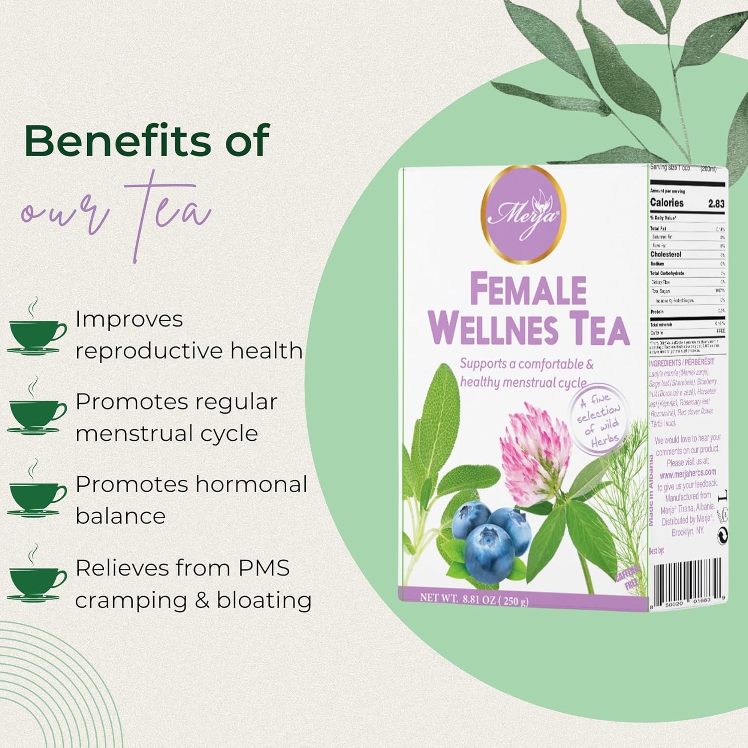 Merja Herbs Hormonal Wellness Tea [250g] Female Wellness | Premium Quality Decaf for Hormonal Balance | Herbal Teas & Beverages