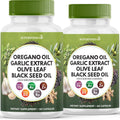 Oregano Oil, Garlic Extract, Olive Leaf, Black Seed Oil, Astragalus-Immune Support & Digestive Health Supplement for Women and Men- 120 Count