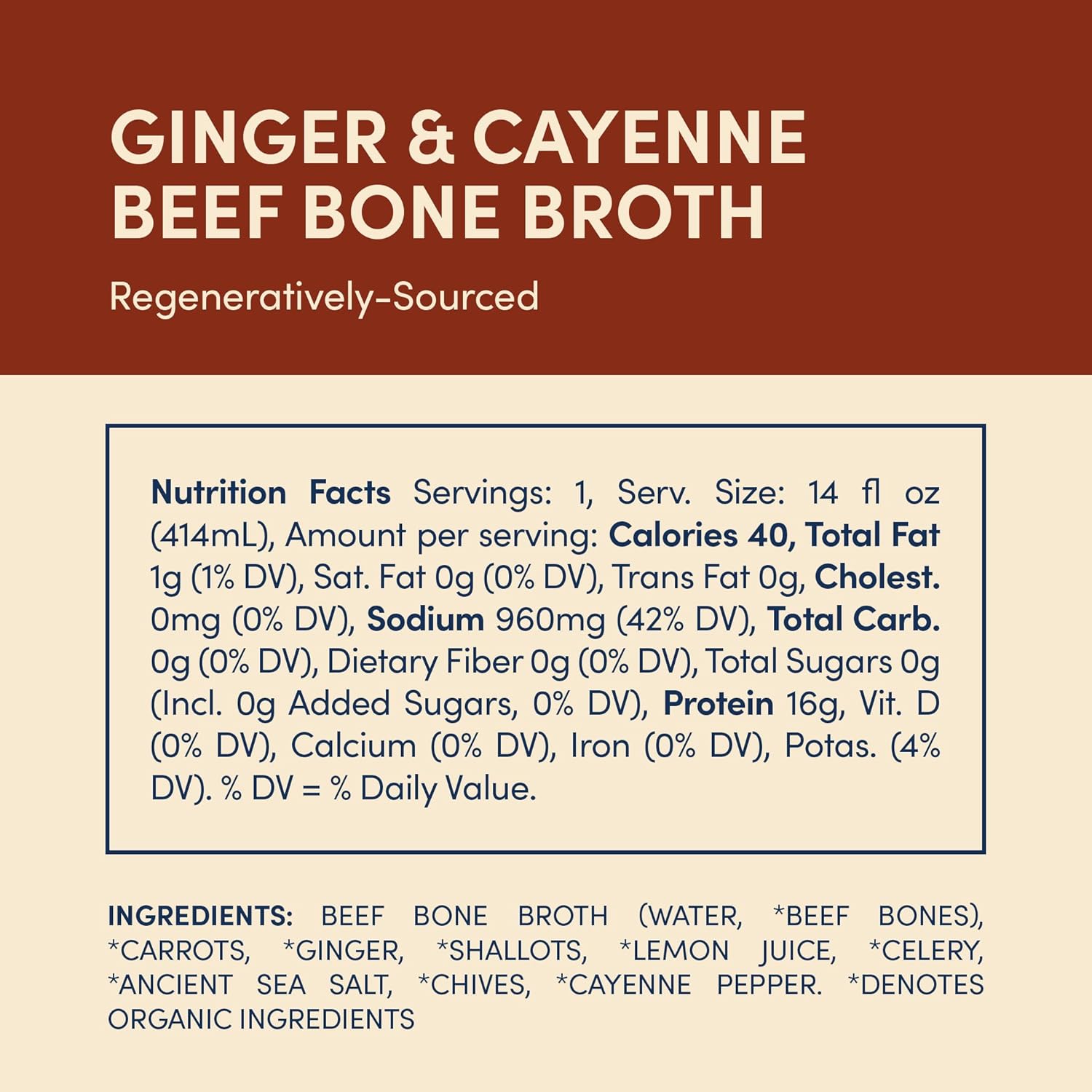 FOND Grass-fed Regenerative Beef Bone Broth infused with Organic Ginger & Cayenne