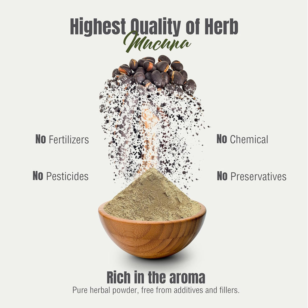 Mucuna Pruriens Seed Powder 2X Potency Extract (2:1) | Purple & Yellow Seeds Blend, Velvet Bean, Non-GMO, Vegan, 230g | Supports Energy, Vitality, and Overall Wellness
