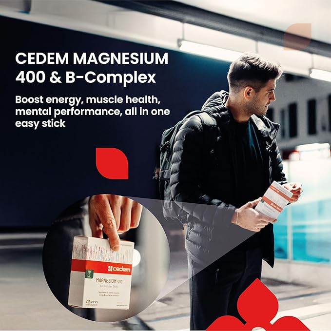 Switzerland Magnesium 400mg Sticks, Peach Flavor, Direct Use on Tongue Without Liquid with Vitamins B, Support Muscle & Bone Health, Improve Energy, Gluten & Lactose-Free 20 Sticks (Sachets)